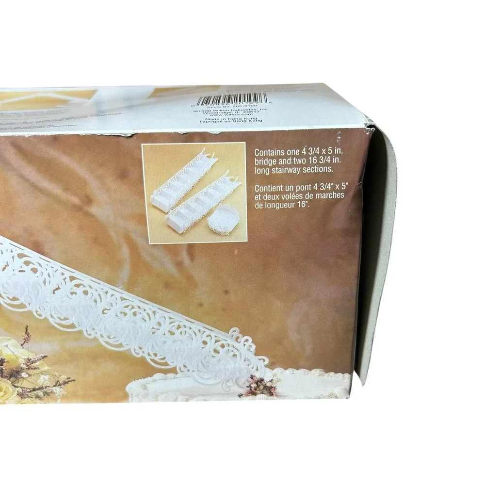 Wilton Vintage 1998 White Filigree Wedding Cake Bridge and Staircase Set 90s NEW